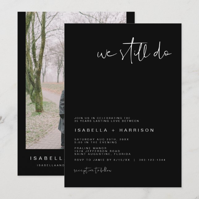JOVI Modern Black We Still Do Vow Renewal Invitation (Front/Back)