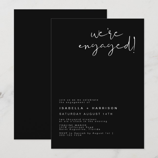 JOVI Modern Edgy Black Engagement Announcement (Front/Back)