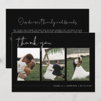 JOVI Modern Edgy Black Photo Wedding Thank You