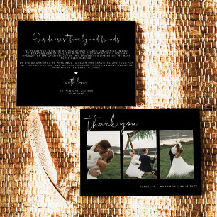 JOVI Modern Edgy Black Photo Wedding Thank You Invitation