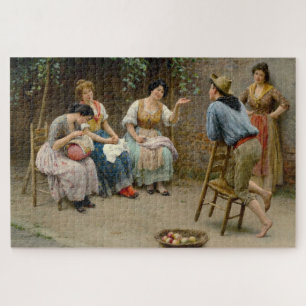 Jovial Conversation in an Italian Garden Jigsaw Puzzle
