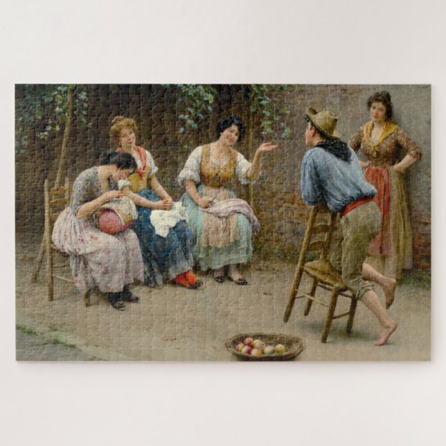 Jovial Conversation in an Italian Garden Jigsaw Puzzle (Horizontal)
