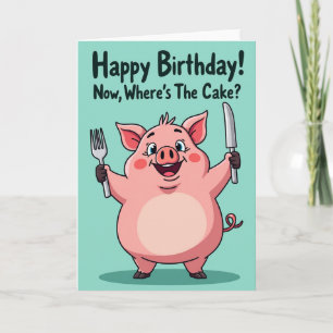 Jovial Pig Feast Birthday Card