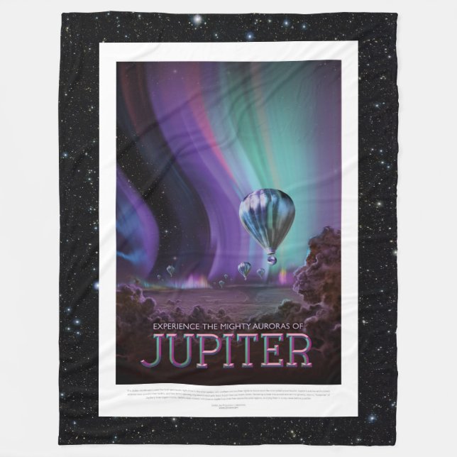 Jovian Aurora space destination vacation advert Fleece Blanket (Front)