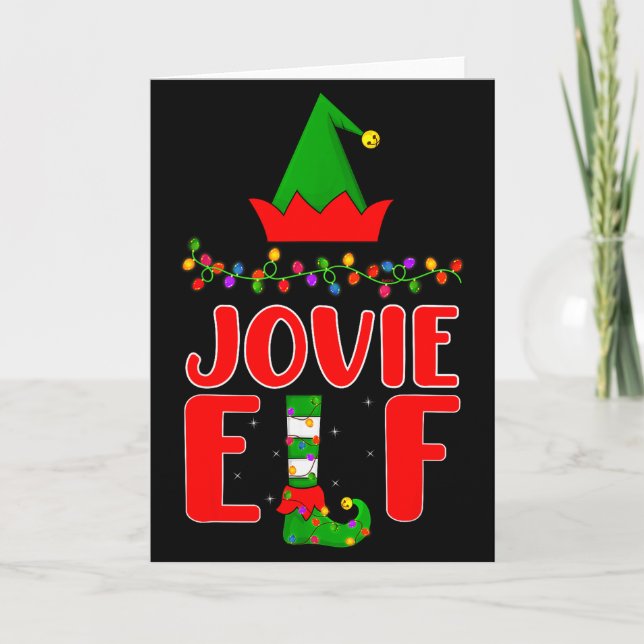 Jovie Elf Matching Family Lighting Christmas  Card (Front)
