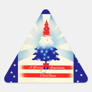 Joy American Christmas Patriotic Tree autocollant