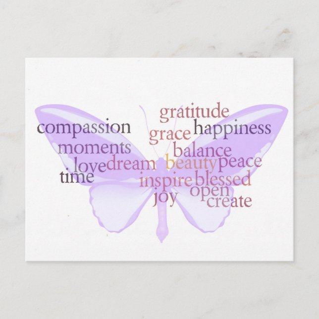 Joy and Gratitude Butterfly Postcard (Front)