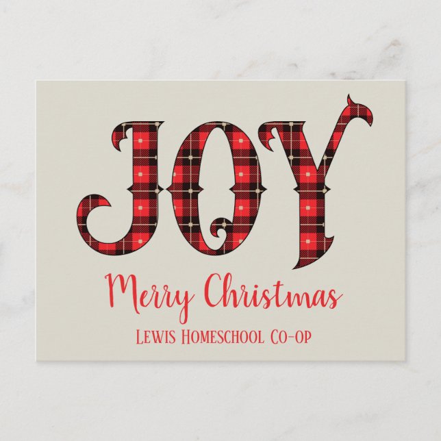 Joy and Merry Christmas from Homeschool Co op Postcard (Front)