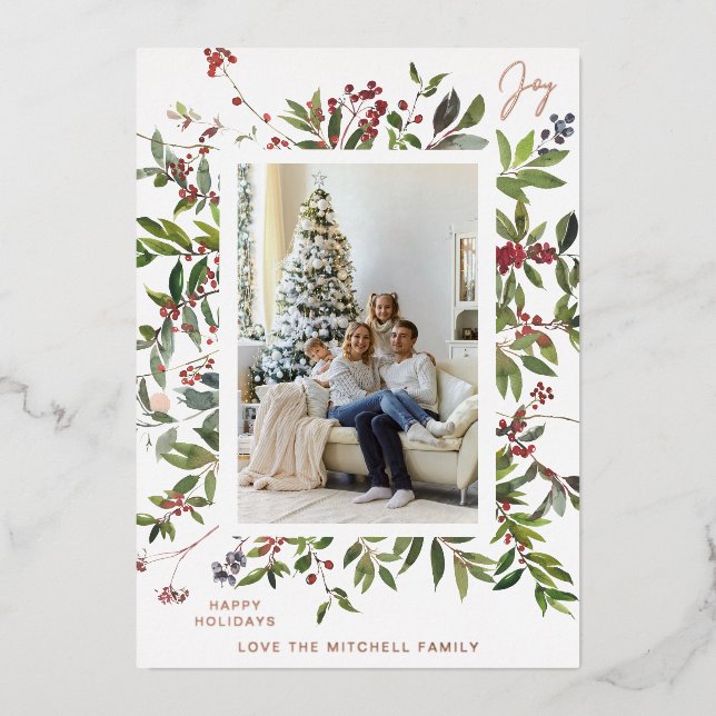 Joy & Berries Holiday Photo - Verti (Front)