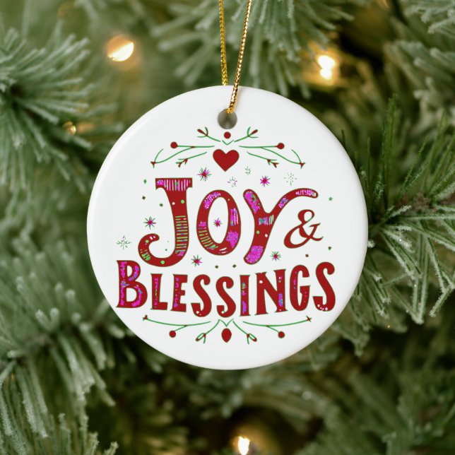 Joy & Blessings Ceramic Ornament (Tree)