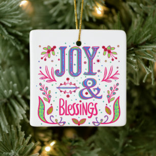 Joy & Blessings Ceramic Ornament