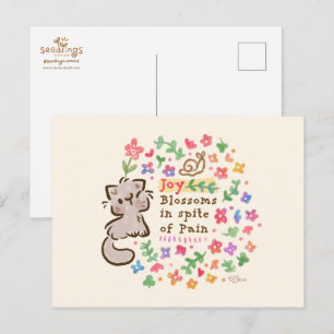 Joy Blossoms In Spite of Pain - Pebble the Kitten Postcard