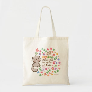 Joy Blossoms In Spite of Pain - Pebble the Kitten Tote Bag