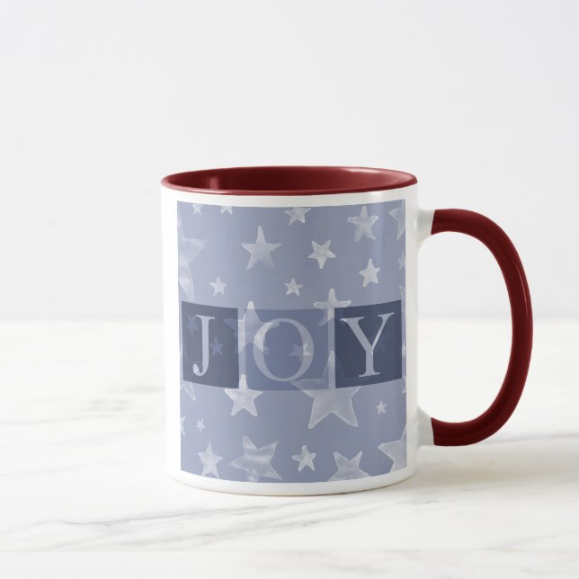 Joy Blue Stars Christmas Mug (Right)
