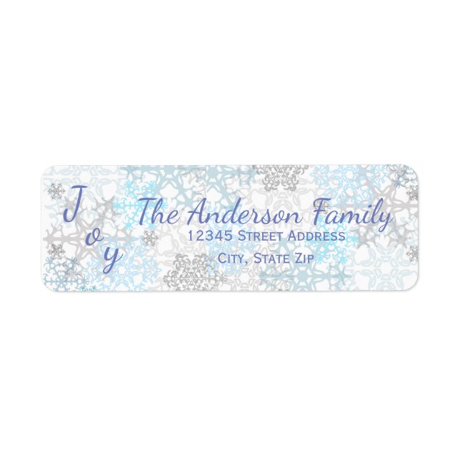 Joy Blue/White Snowflakes - Return Address Labels (Front)