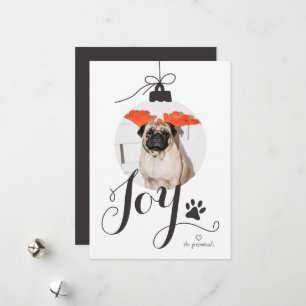 Joy Boho Pet Photo Ornament Holiday Card