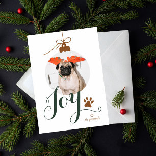 Joy Boho Pet Photo Ornement de vacances Carte