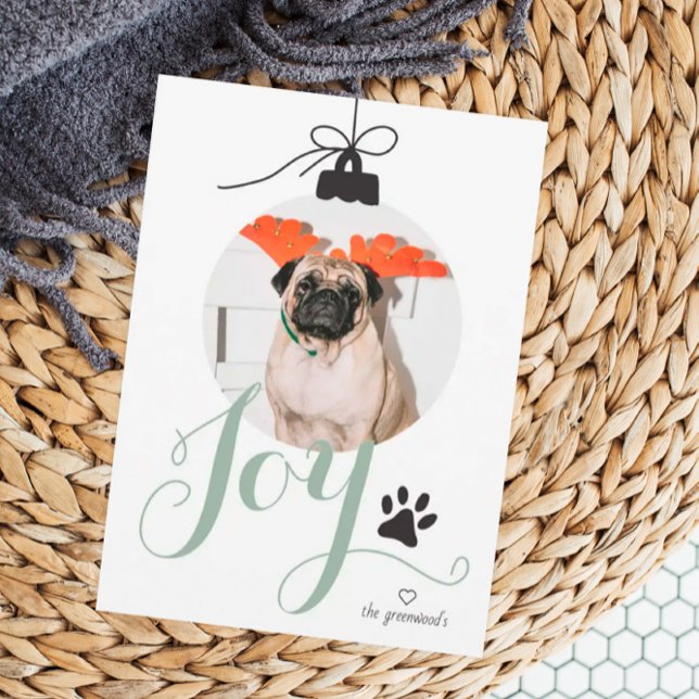 Joy Boho Pet Photo Ornement de vacances Carte (Créateur téléchargé)