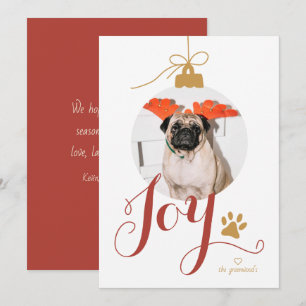 Joy Boho Pet Photo Ornement de vacances Carte