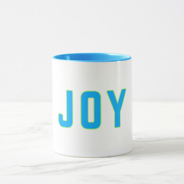 JOY Bold Blue & Lime Green Geometric Mug (Centre)