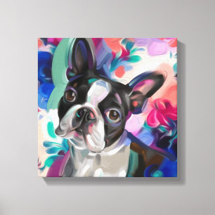 'Joy' Boston Terrier Dog Art imprimé sur toile