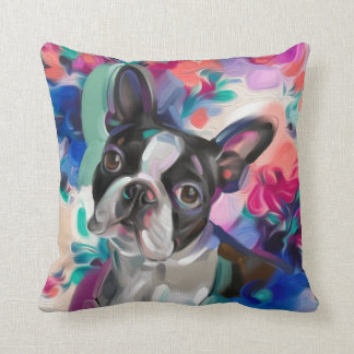 "Joy" Boston Terrier Dog coussin d'art