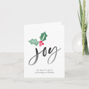 Joy Brush Script Holiday   Carte de Noël pliée