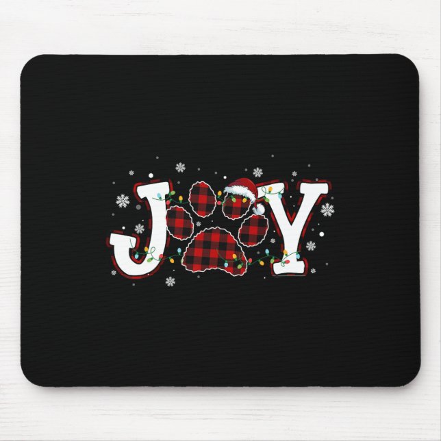 Joy Buffalo Red Plaid Dog Paw Print Christmas Orna Mouse Pad (Front)
