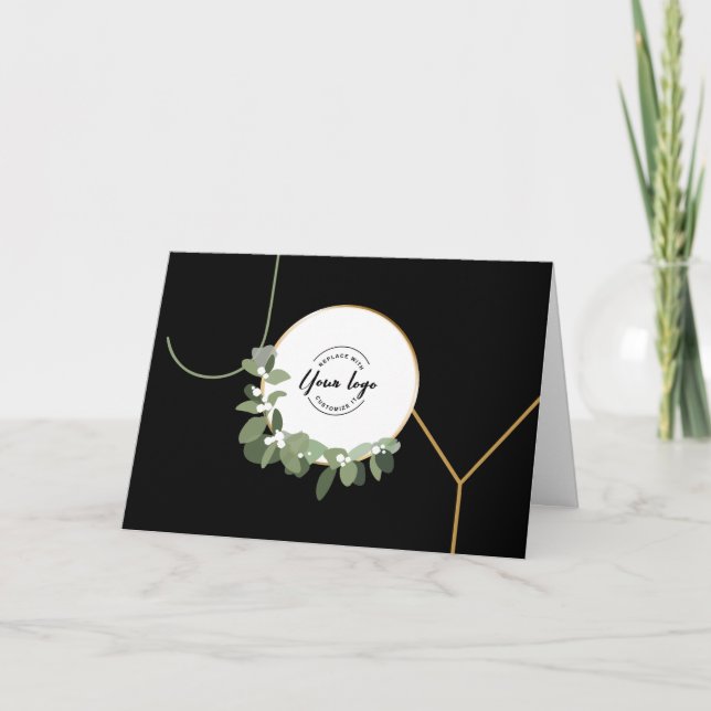 Joy Business Wreath Logo Happy Holidays Holiday Card (Front)