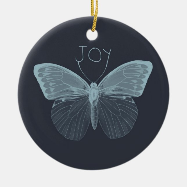Joy Butterfly Ceramic Ornament (Front)