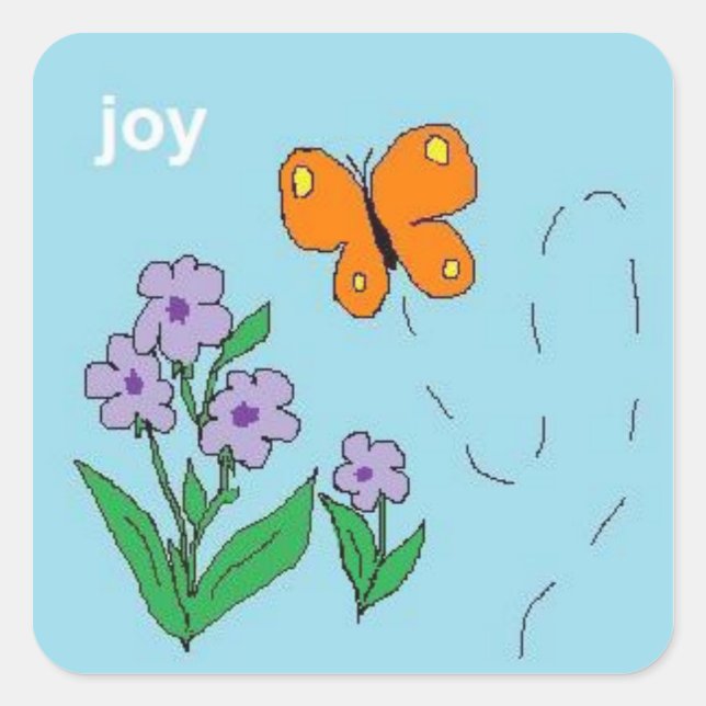 joy butterfly square sticker (Front)