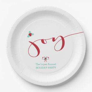 Joy! Candy Canes and Holly Paper Plate