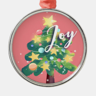 Joy Carton Arbre de Noël Ornement en métal rose