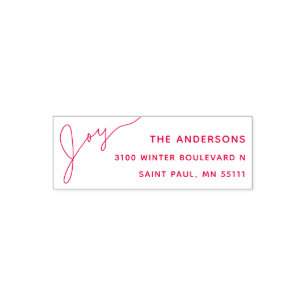 Joy Casual Script Christmas Return Address Self-inking Stamp