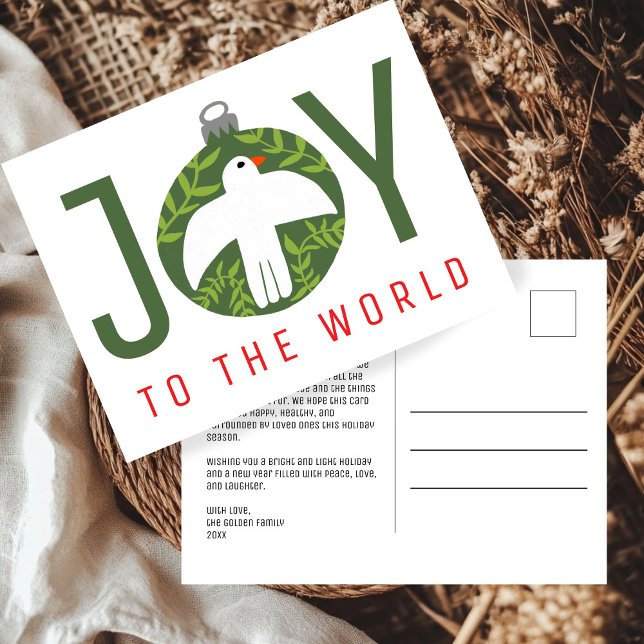 JOY Charming Dove Christmas Ornament Xmas  Holiday Postcard (JOY Charming Dove Christmas Ornament Xmas Holiday Non-Photo Postcard
)