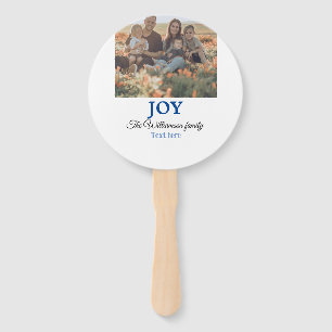 Joy christmas add family name photo holiday giftts hand fan