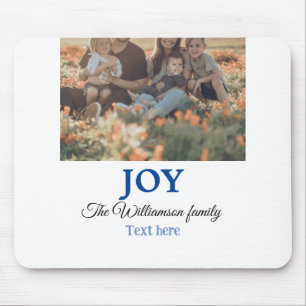 Joy christmas add family name photo holiday giftts mouse pad