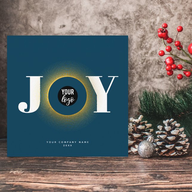Joy Christmas Business Logo QR Code Corporate Holiday Card (Creator Uploaded)