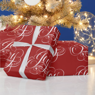 Joy - Christmas Chalk Calligraphy Lettering - Red Wrapping Paper