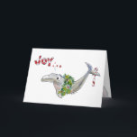 Joy Christmas Dolphin Porpoise of Life Holiday Card<br><div class="desc">This cartoon dolphin has a holiday wreath on for Christmas. Card reads "Joy" on front. Inside "... it's the porpoise of life". Then: "Wishing you an ocean of deep delights " and finally, "Happy Holidays!". There is also another small image of a porpoise in the lower right hand corner. All...</div>