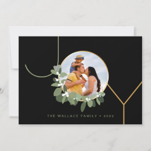 Joy Christmas Family Photo Modern typography Holiday Card