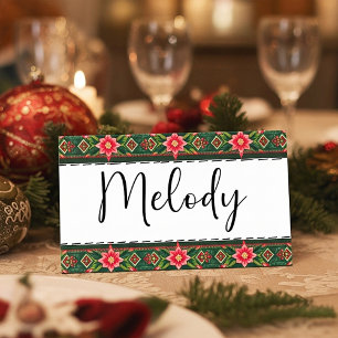 JOY christmas floral border Place Card