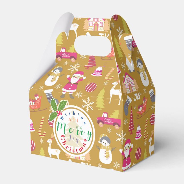 Joy Christmas Gold Favor Box (Front Side)