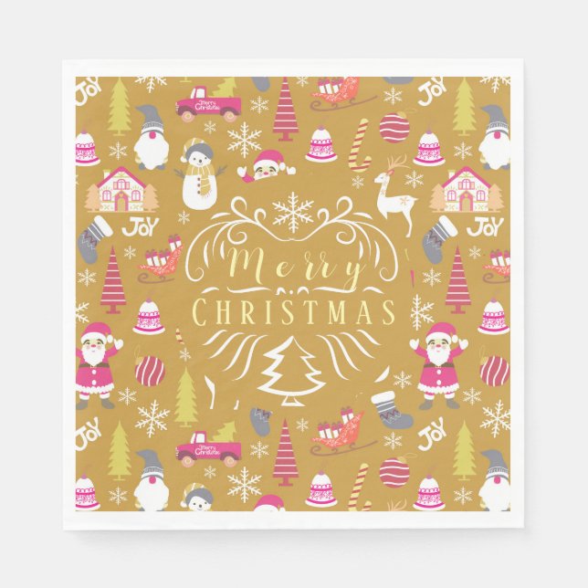 Joy Christmas Gold Napkin (Front)