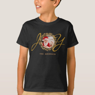 Joy Christmas Gold Photo White T-Shirt