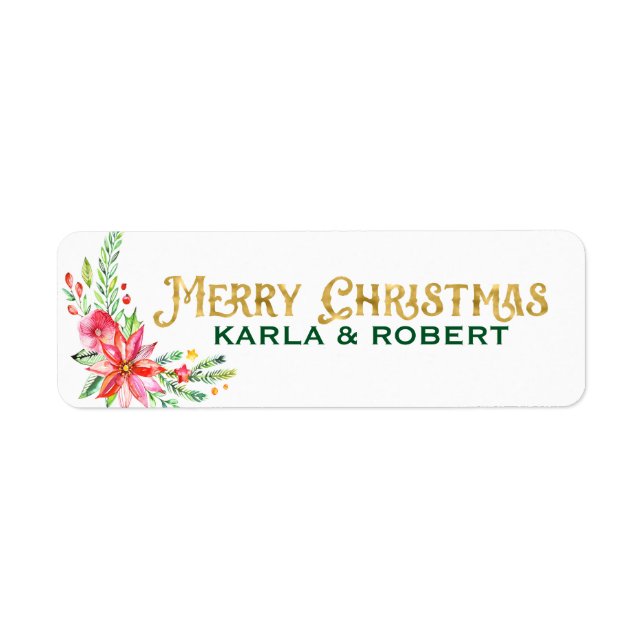 Joy Christmas Gold Typographie et Floral Bouquet (Devant)