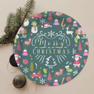 Joy Christmas Green Paper Plate