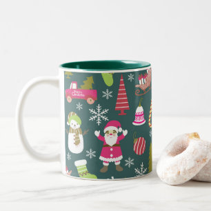 Joy Christmas Green Two-Tone Coffee Mug