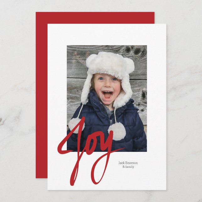JOY Christmas Holiday Photo Flat Card (Front/Back)