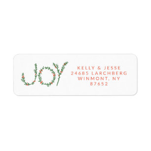 Joy Christmas Holly Red and Green Address